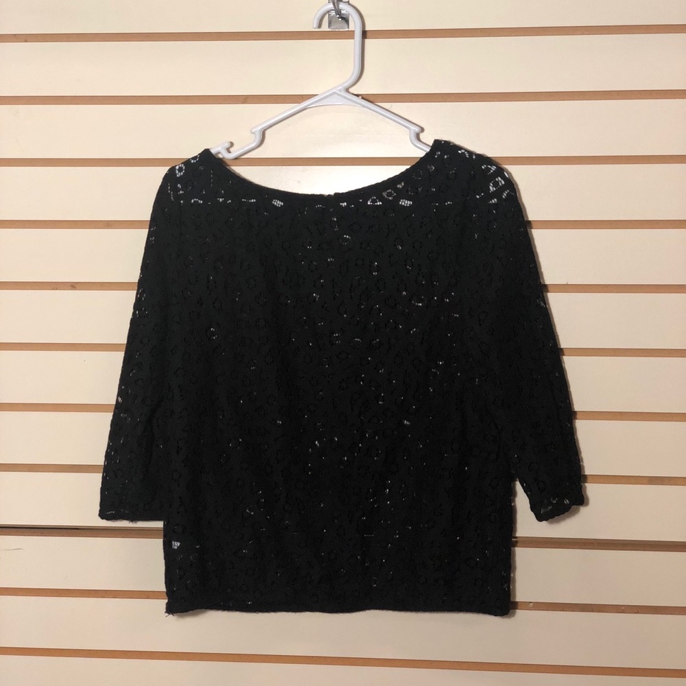 Ann Taylor Loft Black Eyelet Blouse size small